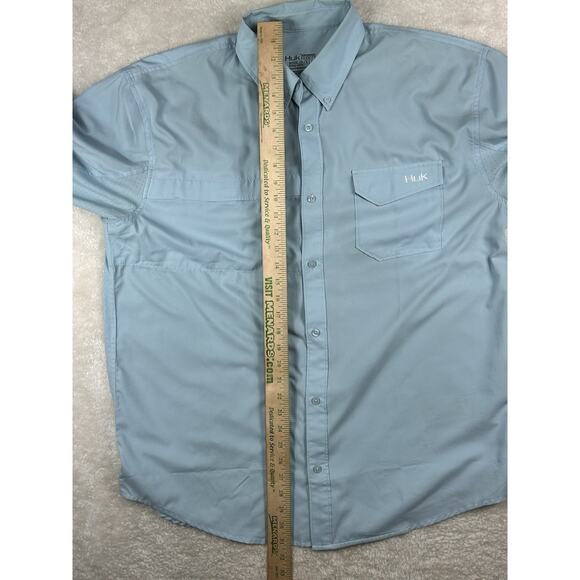 Huk Performance Fishing Shirt Mens XL Blue Short Sleeve Vented Lightweight - Picture 5 of 7